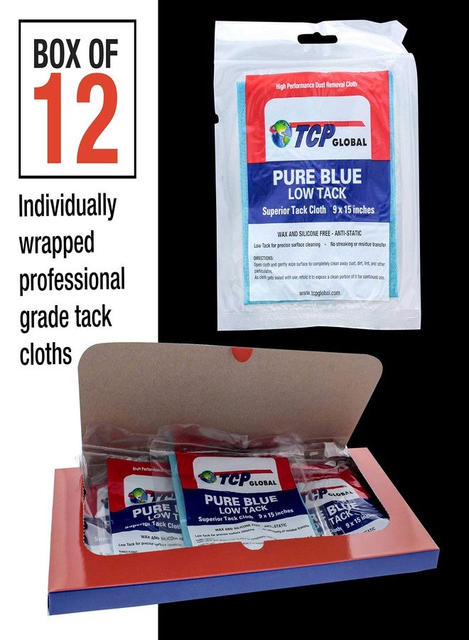 TCP Global Pure Blue Low Tack Superior Tack Cloth, 12-Pack, Automotive & Woodworking, Dust/Stain/Paint Rags, Tac Cloth for Autobody - Image 2